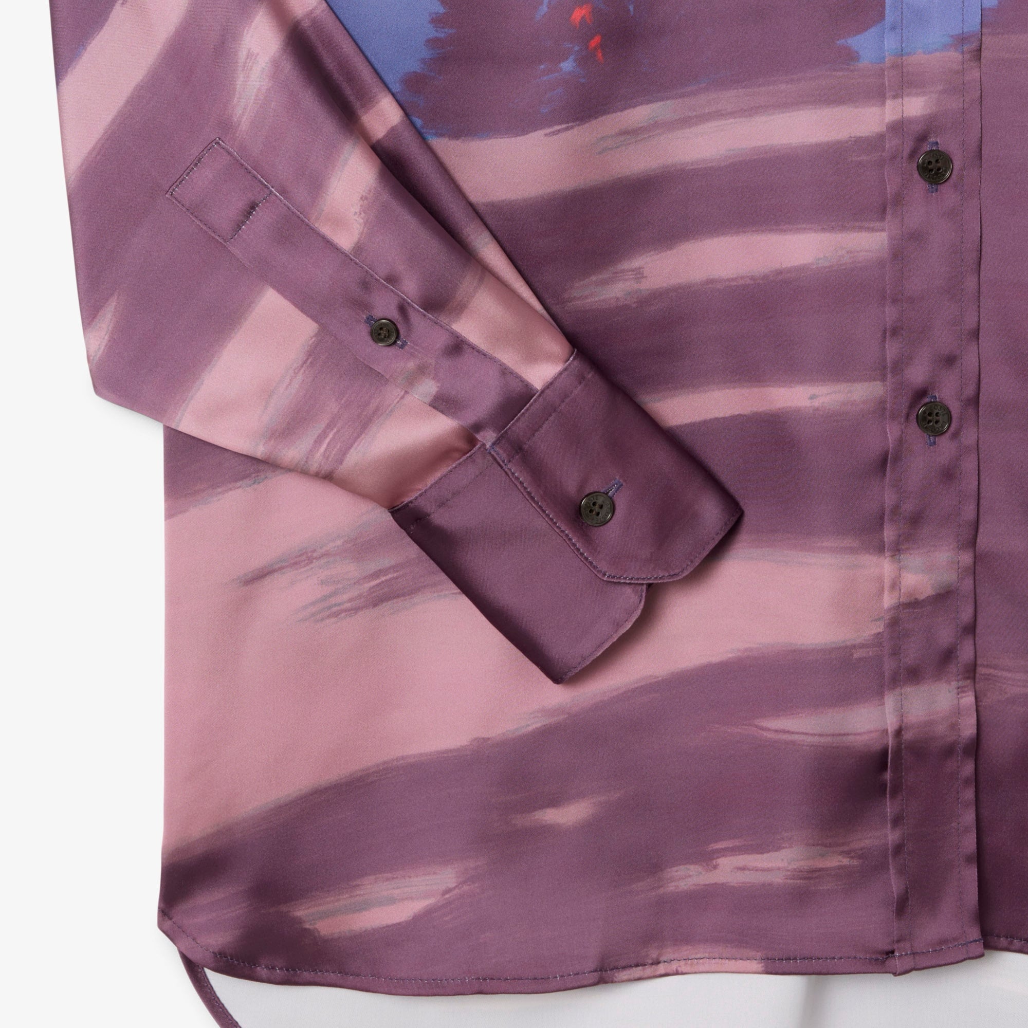 Lacoste Kadın Oversize Fit Baskılı Mor Saten Gömlek