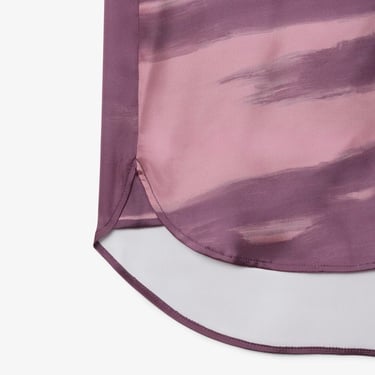  Lacoste Kadın Oversize Fit Baskılı Mor Saten Gömlek