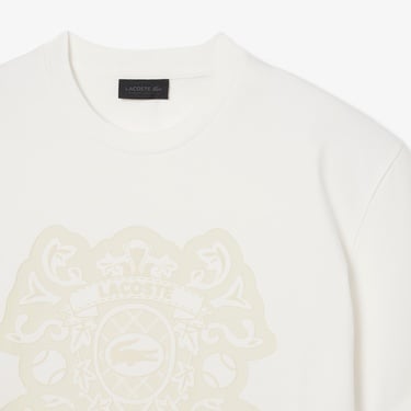  Lacoste Runway Unisex Relaxed Fit Bisiklet Yaka Baskılı Beyaz T-Shirt