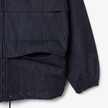  Lacoste Runway Unisex Oversize Fit Dik Yaka Denim Lacivert Ceket