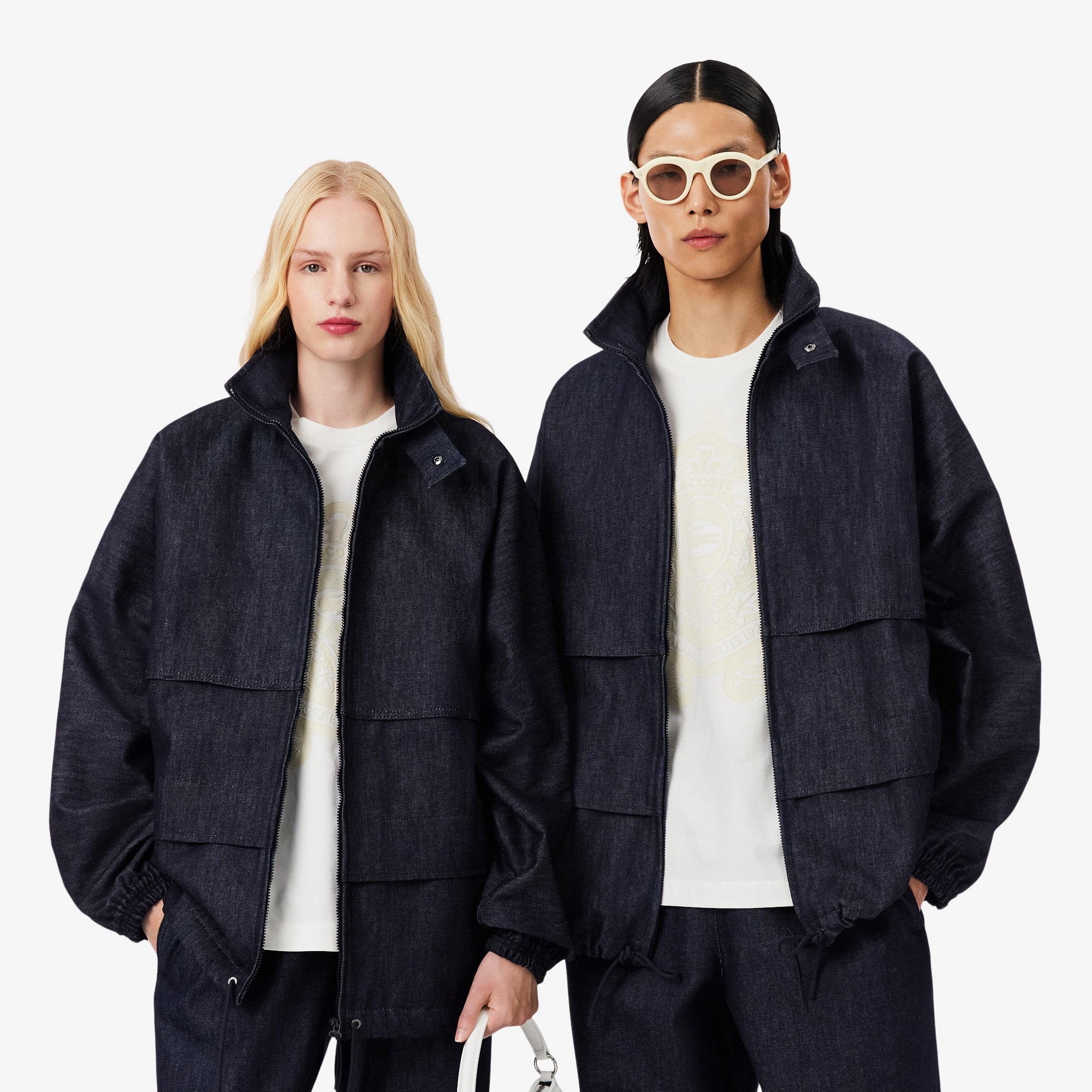 Lacoste Runway Unisex Oversize Fit Dik Yaka Denim Lacivert Ceket