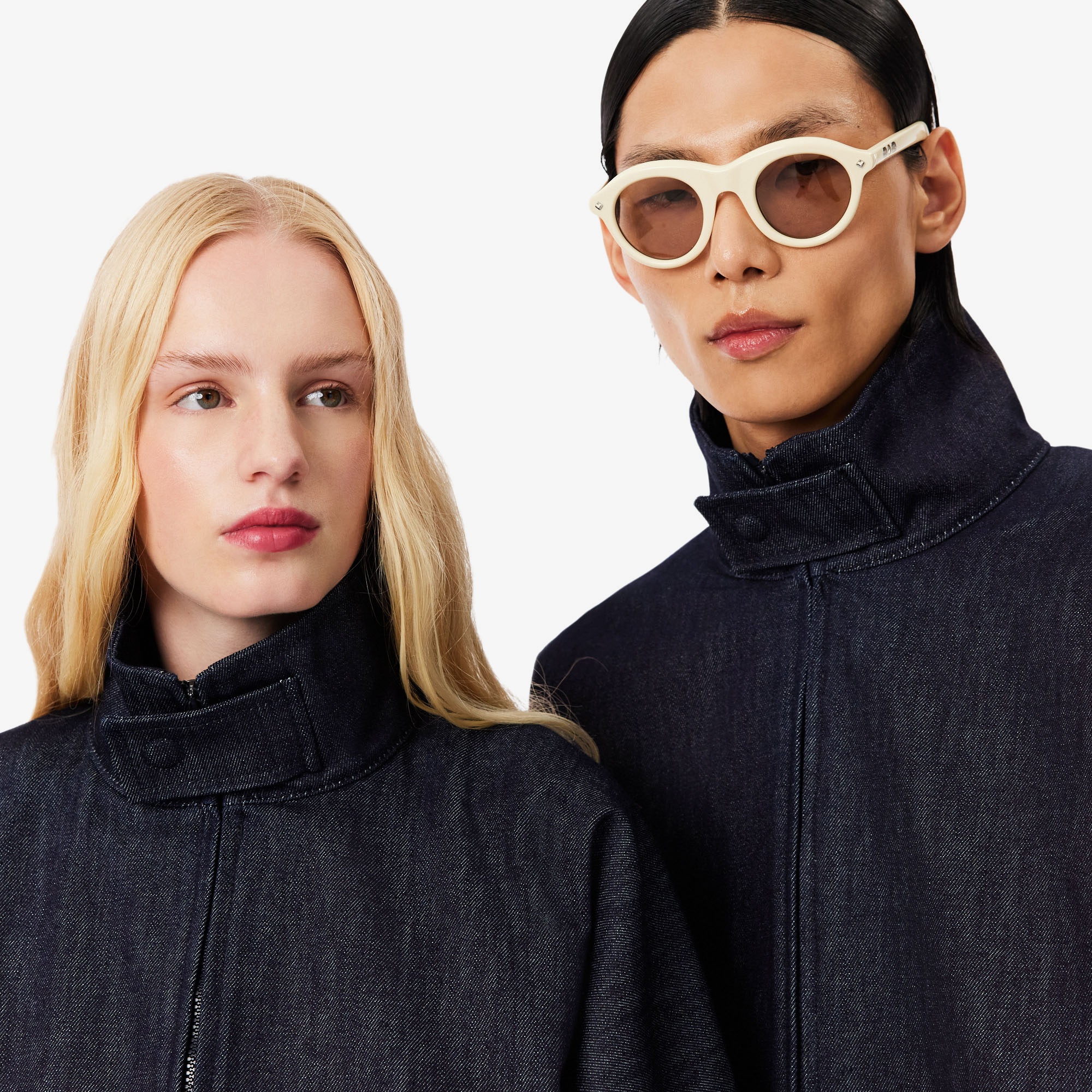 Lacoste Runway Unisex Oversize Fit Dik Yaka Denim Lacivert Ceket