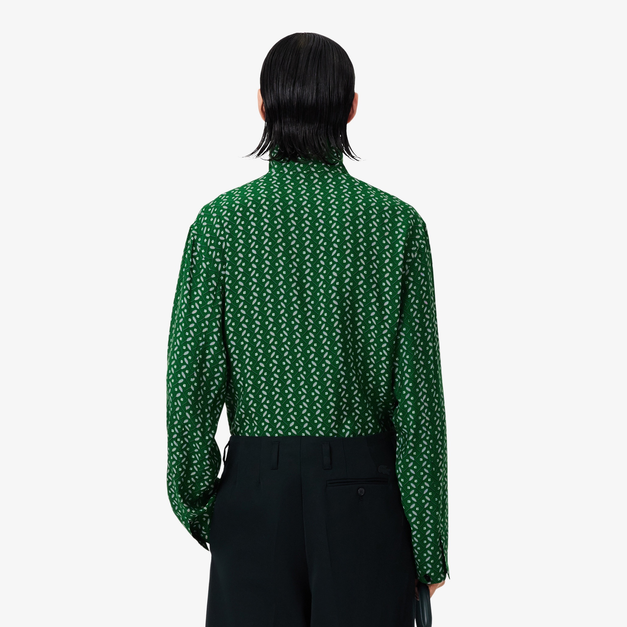 Lacoste Runway Erkek Regular Fit Dik Yaka Desenli Yeşil Ceket