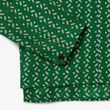  Lacoste Runway Erkek Regular Fit Dik Yaka Desenli Yeşil Ceket