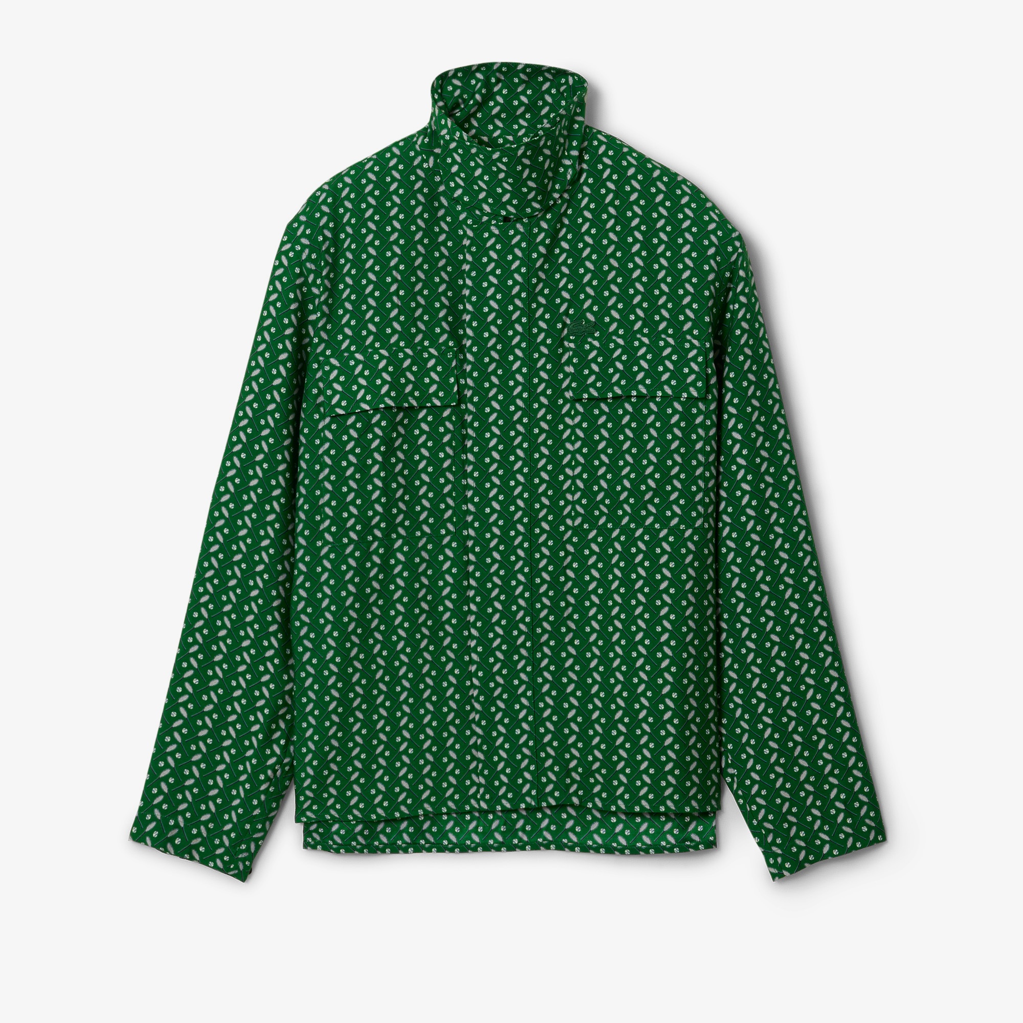 Lacoste Runway Erkek Regular Fit Dik Yaka Desenli Yeşil Ceket