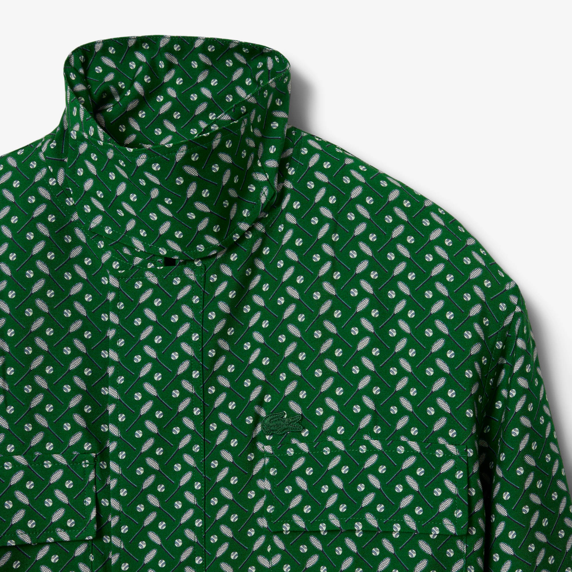 Lacoste Runway Erkek Regular Fit Dik Yaka Desenli Yeşil Ceket