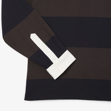  Lacoste Erkek Relaxed Fit Çizgili Koyu Mavi Rugby Polo