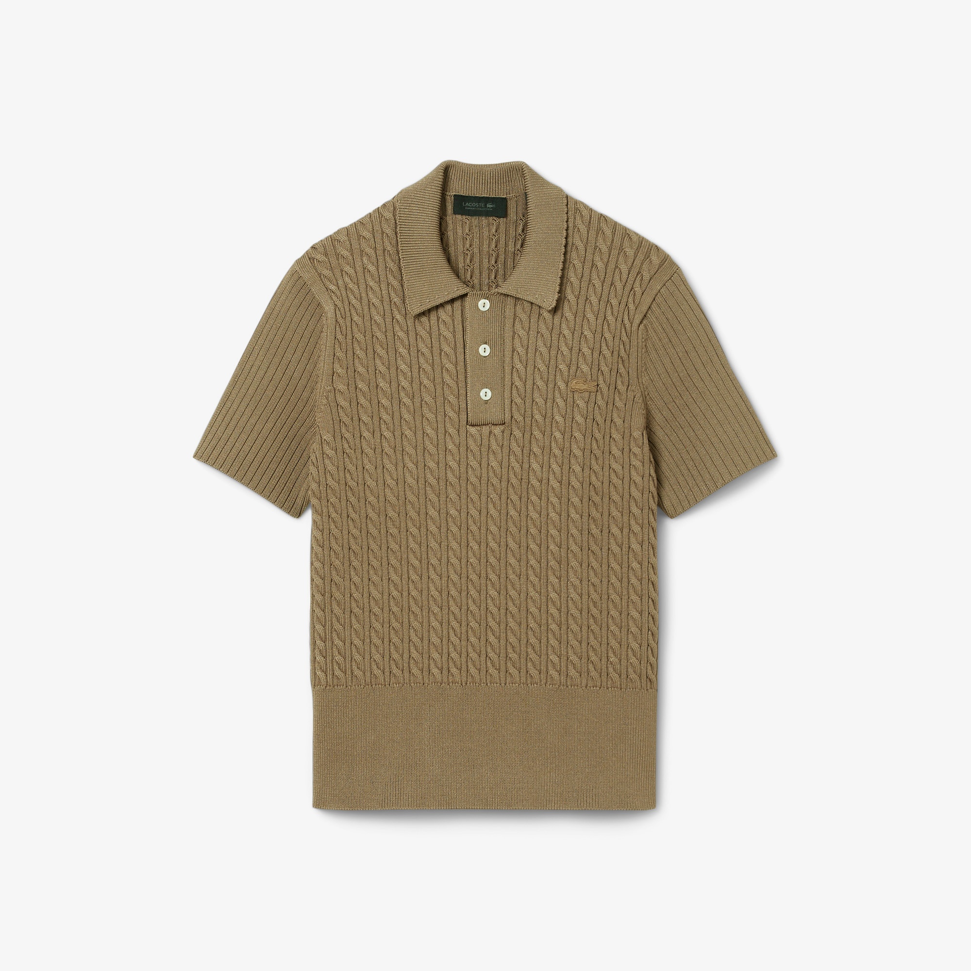 Lacoste Runway Erkek Slim Fit Kısa Kollu Bisiklet Yaka Kahverengi Triko