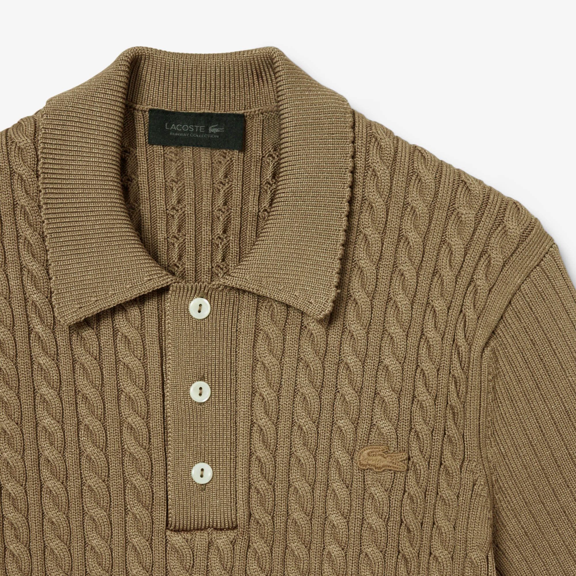 Lacoste Runway Erkek Slim Fit Kısa Kollu Bisiklet Yaka Kahverengi Triko