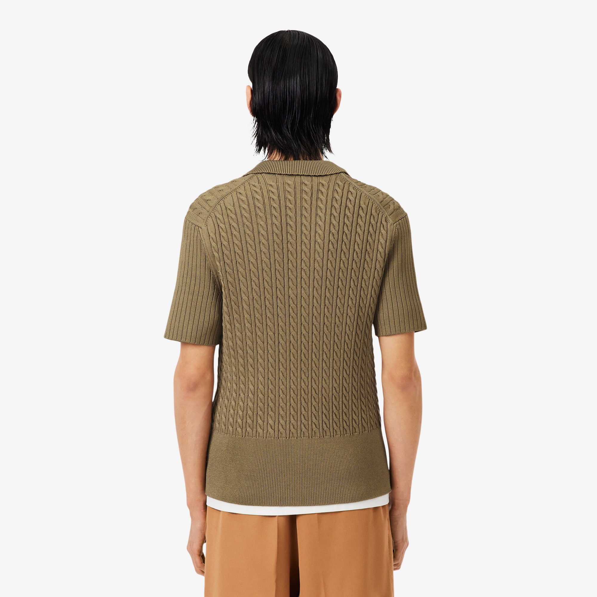 Lacoste Runway Erkek Slim Fit Kısa Kollu Bisiklet Yaka Kahverengi Triko