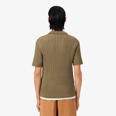  Lacoste Runway Erkek Slim Fit Kısa Kollu Bisiklet Yaka Kahverengi Triko