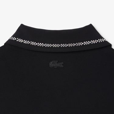  Lacoste Kadın Slim Fit Kısa Kollu Polo Yaka Siyah Elbise
