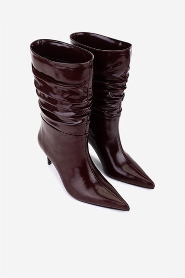  Valmenti Kadın Hakiki Deri Bordo Rugan Topuklu Bot