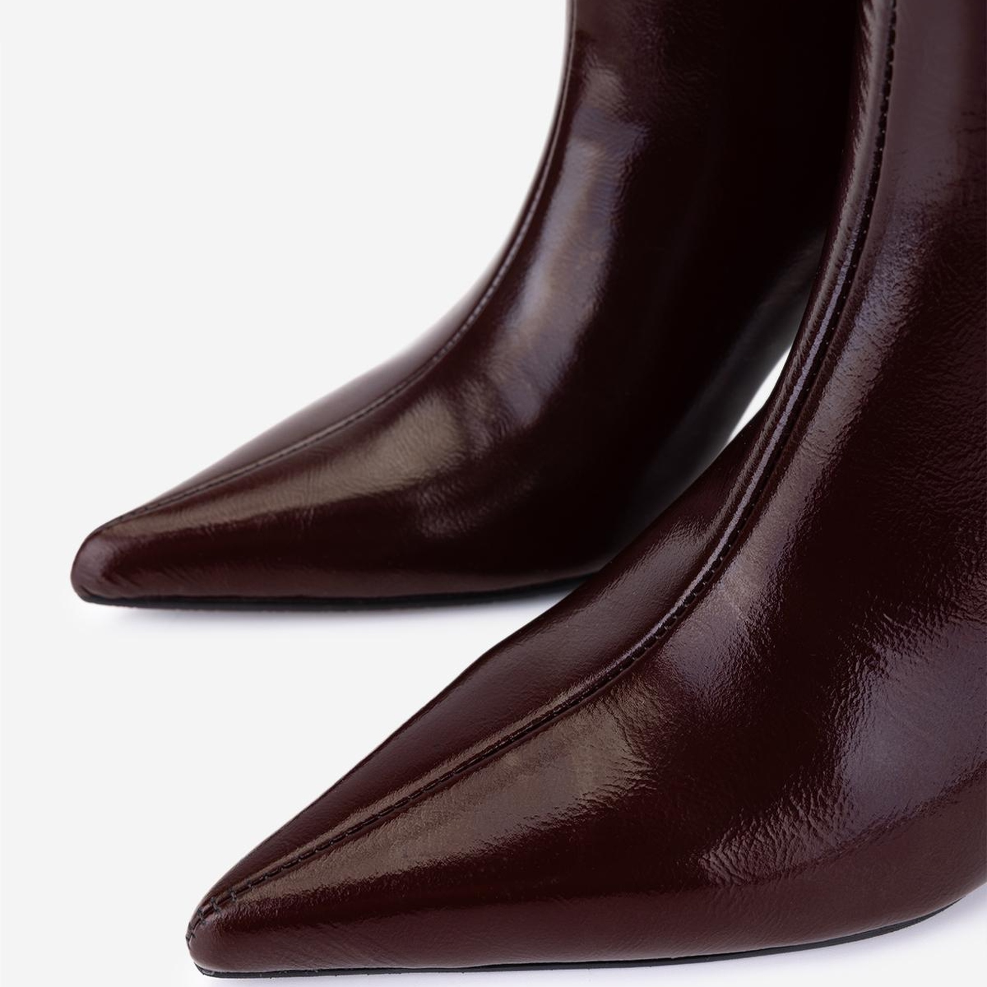 Valmenti Kadın Hakiki Deri Bordo Rugan Topuklu Bot