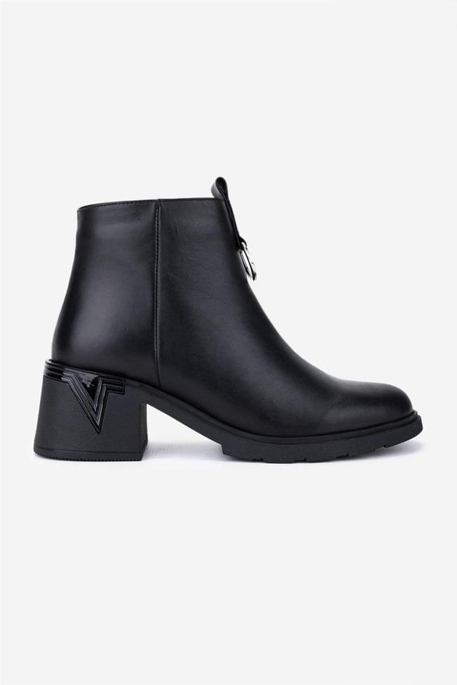  Valmenti Kadın Hakiki Deri Siyah Topuklu Bot