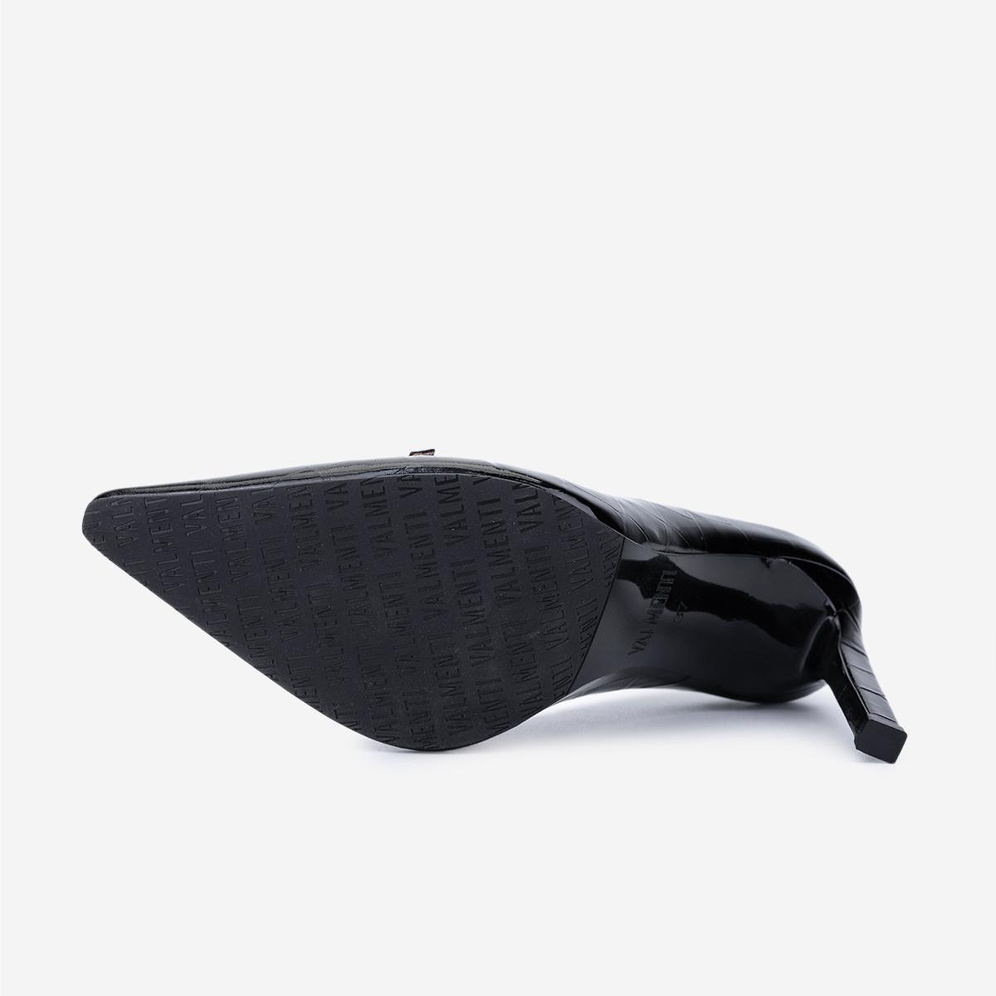 Valmenti Kadın Hakiki Deri Siyah Kroko Stiletto Ayakkabı