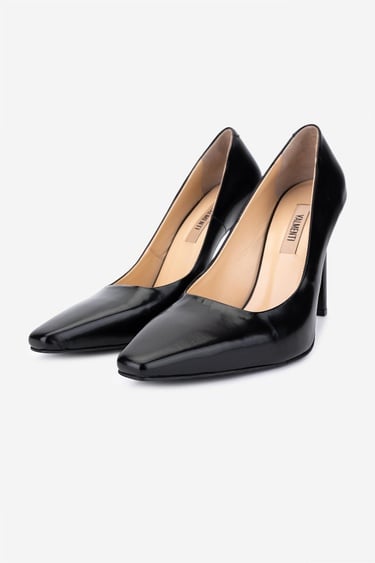  Valmenti Kadın Hakiki Deri Siyah Açma Stiletto Ayakkabı