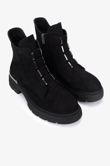  Valmenti Kadın Hakiki Deri Siyah Nubuk Casual Bot