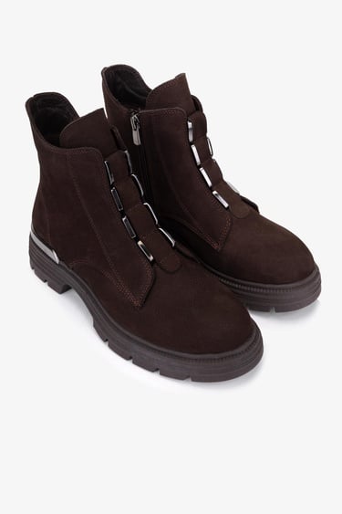  Valmenti Kadın Hakiki Deri Kahverengi Nubuk Casual Bot