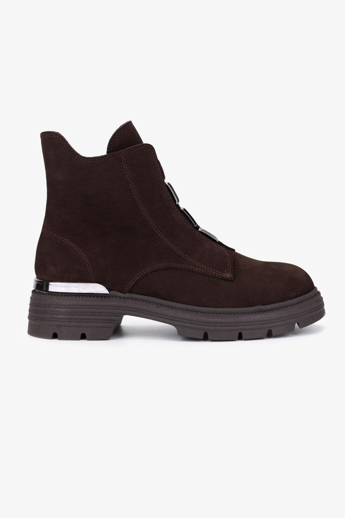  Valmenti Kadın Hakiki Deri Kahverengi Nubuk Casual Bot