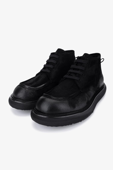  Valmenti Erkek Hakiki Deri Siyah Casual Bot