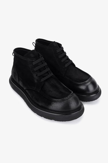  Valmenti Erkek Hakiki Deri Siyah Casual Bot