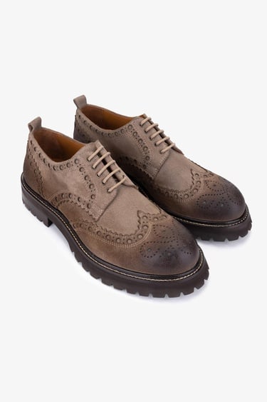  Valmenti Erkek Hakiki Deri Bej Süet Casual Ayakkabı