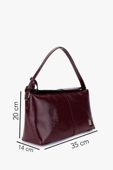  Valmenti Kadın Suni Deri Bordo Rugan Kol Çantası