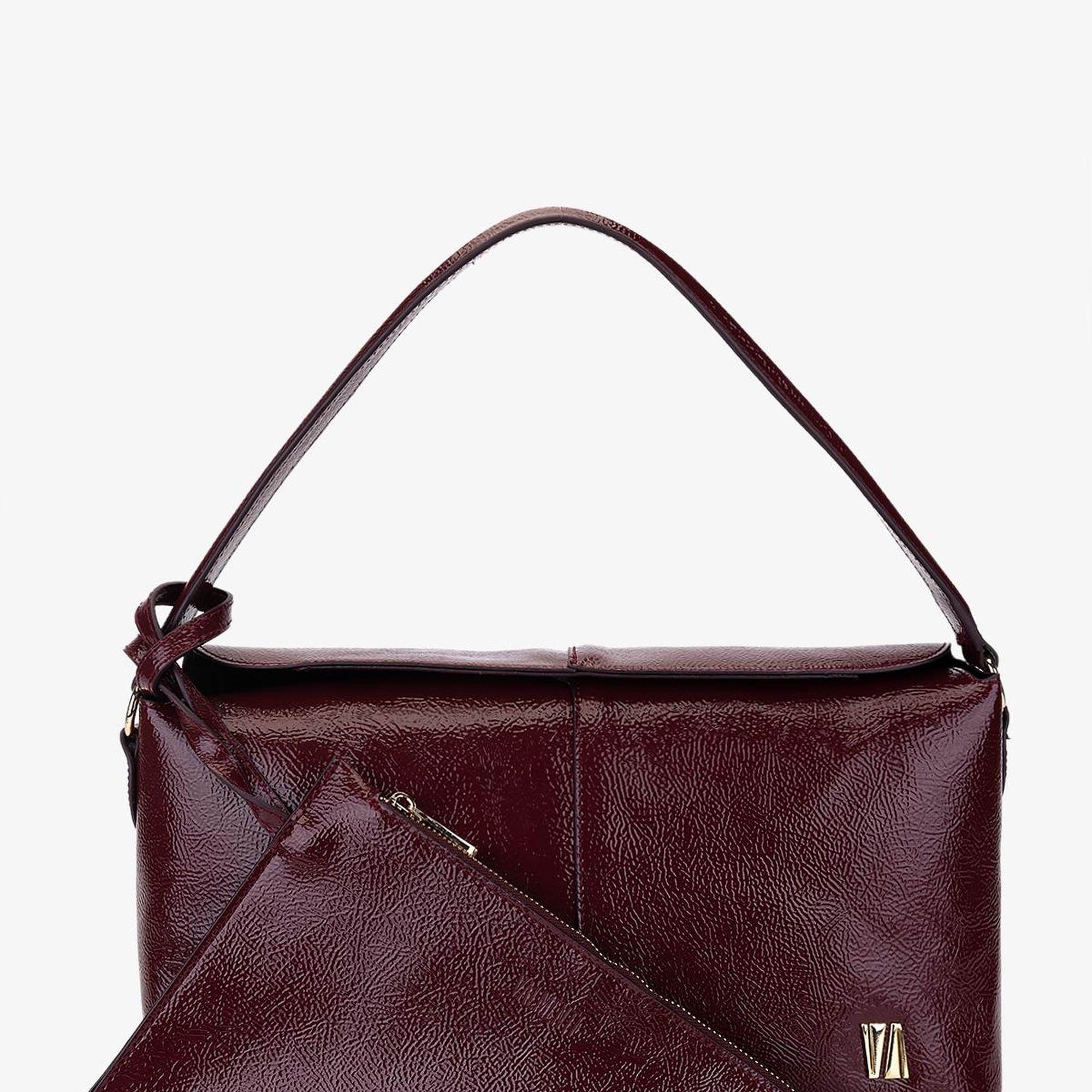 Valmenti Kadın Suni Deri Bordo Rugan Kol Çantası