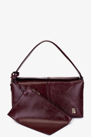  Valmenti Kadın Suni Deri Bordo Rugan Kol Çantası