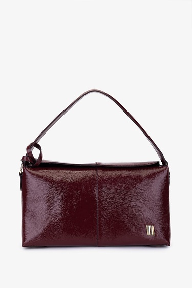  Valmenti Kadın Suni Deri Bordo Rugan Kol Çantası