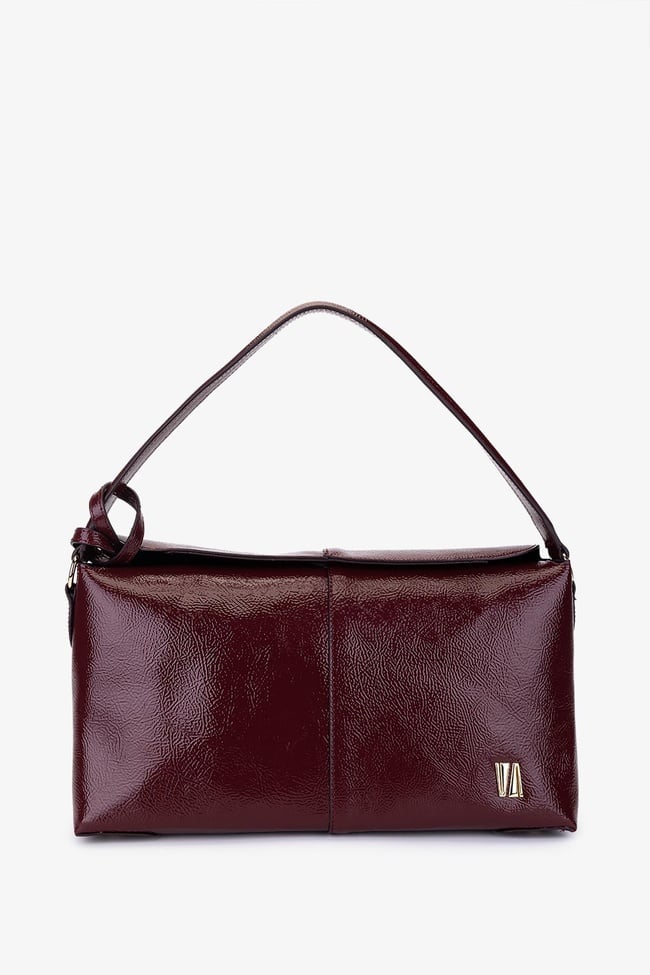  Valmenti Kadın Suni Deri Bordo Rugan Kol Çantası