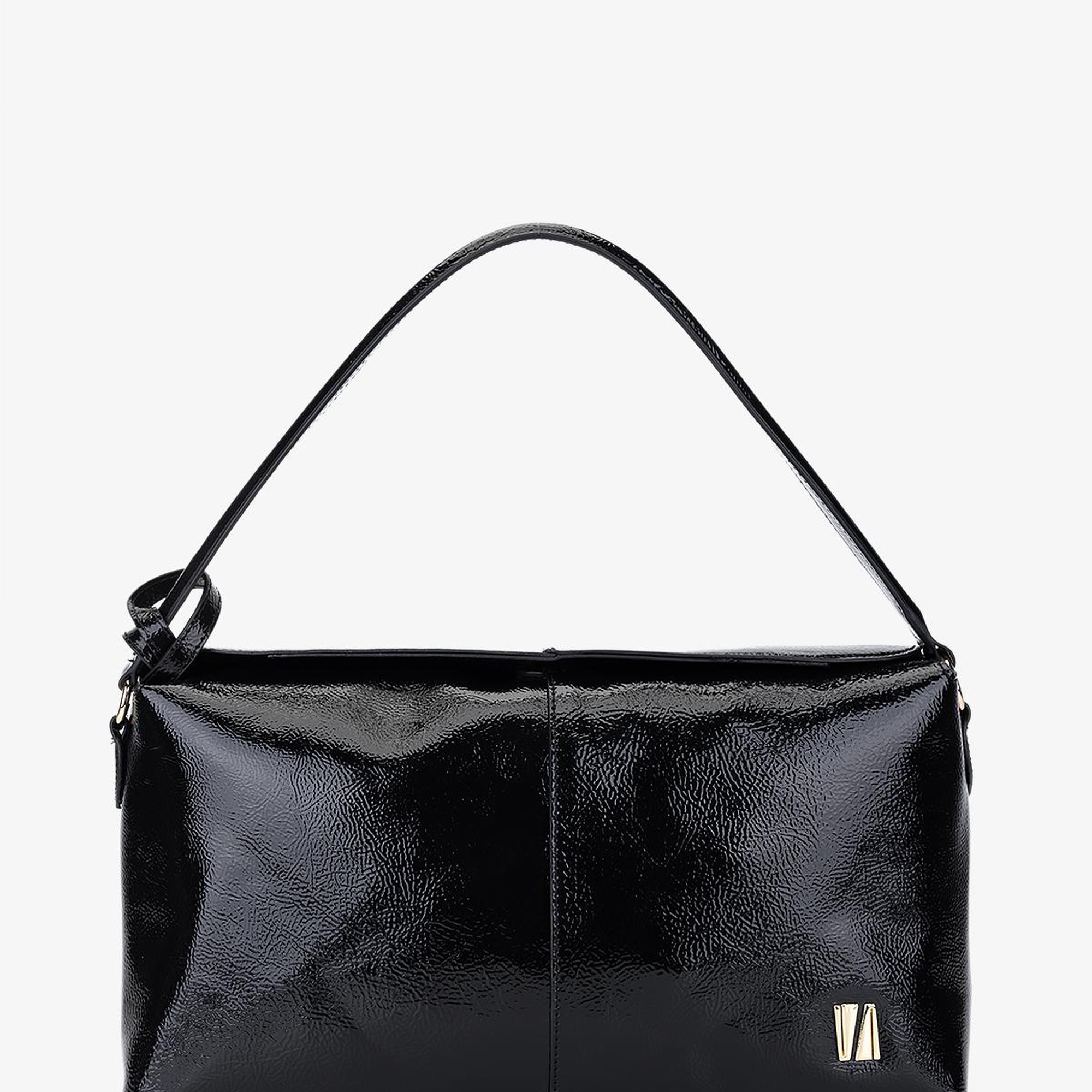 Valmenti Kadın Suni Deri Siyah Kırışık Rugan Kol Çantası