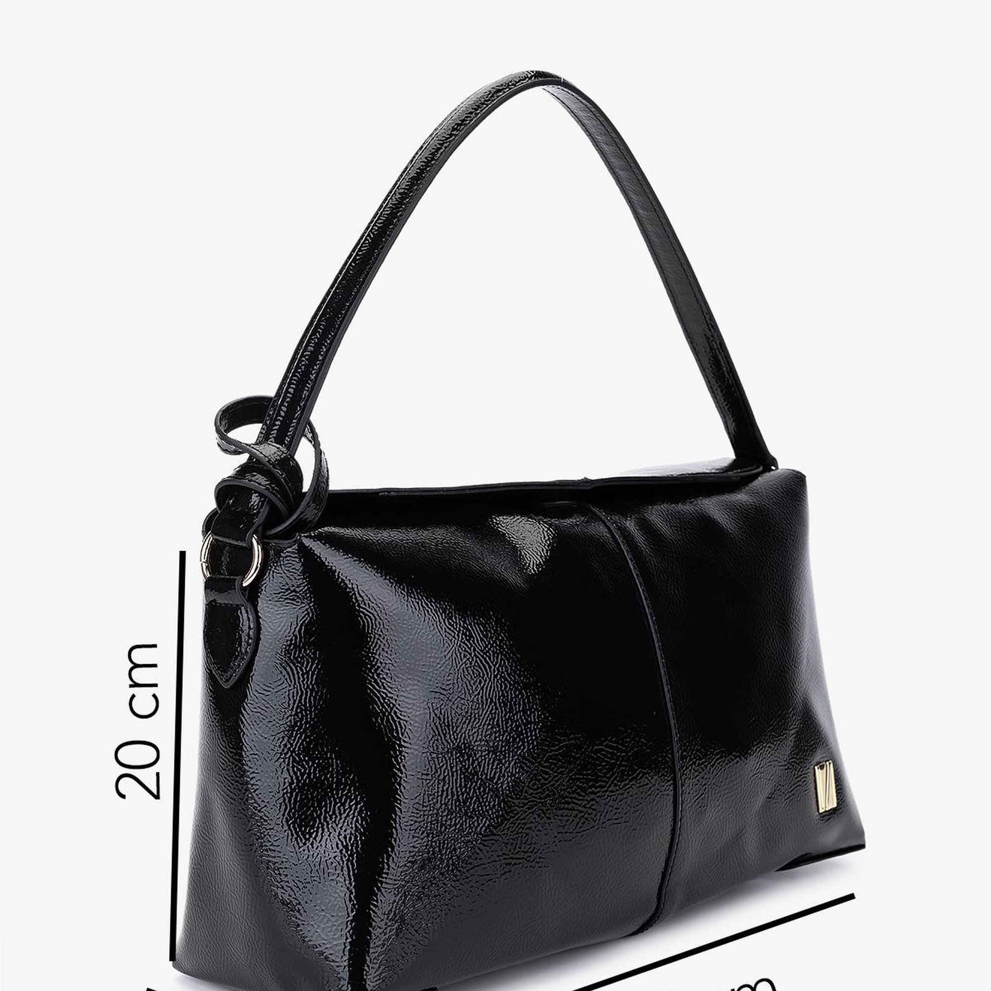 Valmenti Kadın Suni Deri Siyah Kırışık Rugan Kol Çantası