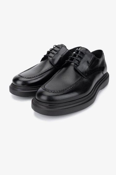  Valmenti Erkek Hakiki Deri Siyah Casual Ayakkabı