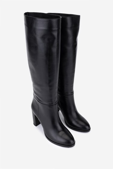  Valmenti Kadın Hakiki Deri Siyah Topuklu Çizme