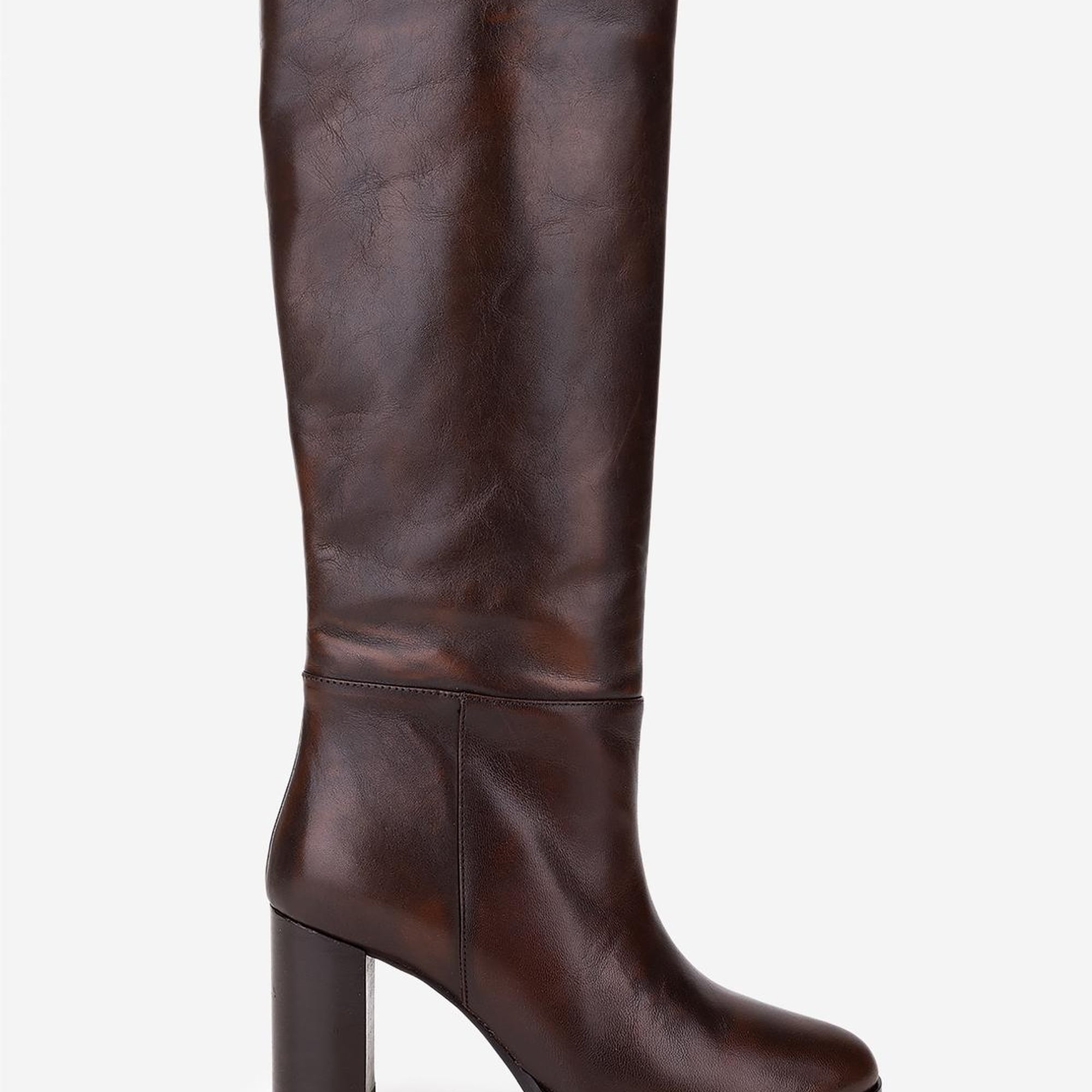 Valmenti Kadın Hakiki Deri Kahverengi Topuklu Çizme
