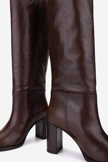  Valmenti Kadın Hakiki Deri Kahverengi Topuklu Çizme