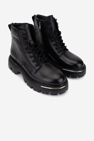  Valmenti Erkek Hakiki Deri Siyah Casual Bot