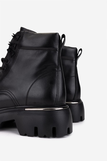  Valmenti Erkek Hakiki Deri Siyah Casual Bot