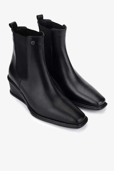  Valmenti Kadın Hakiki Deri Siyah Topuklu Bot