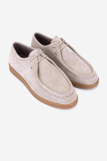  Valmenti Kadın Hakiki Deri Bej Süet Casual Ayakkabı