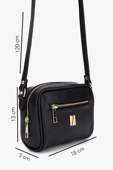  Valmenti Kadın Suni Deri Siyah Floter Postacı Çanta