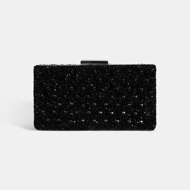  Kadın Siyah Taşlı Gümüş Omuz Askılı Gece El Çantası