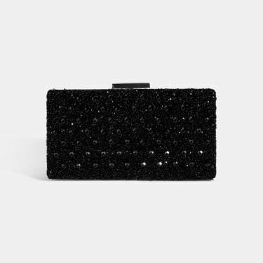  Kadın Siyah Taşlı Gümüş Omuz Askılı Gece El Çantası