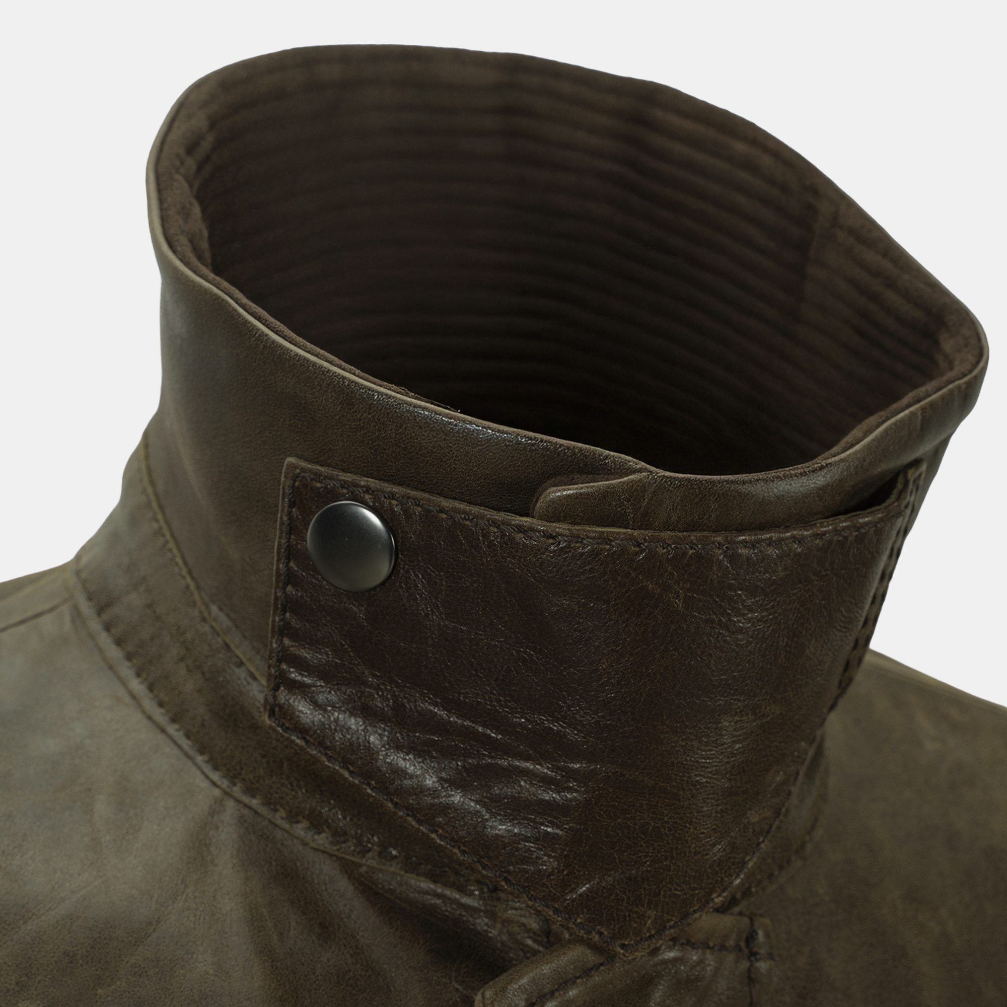 DESA Erkek Koyu Yeşil Gömlek Yakalı Deri Mont