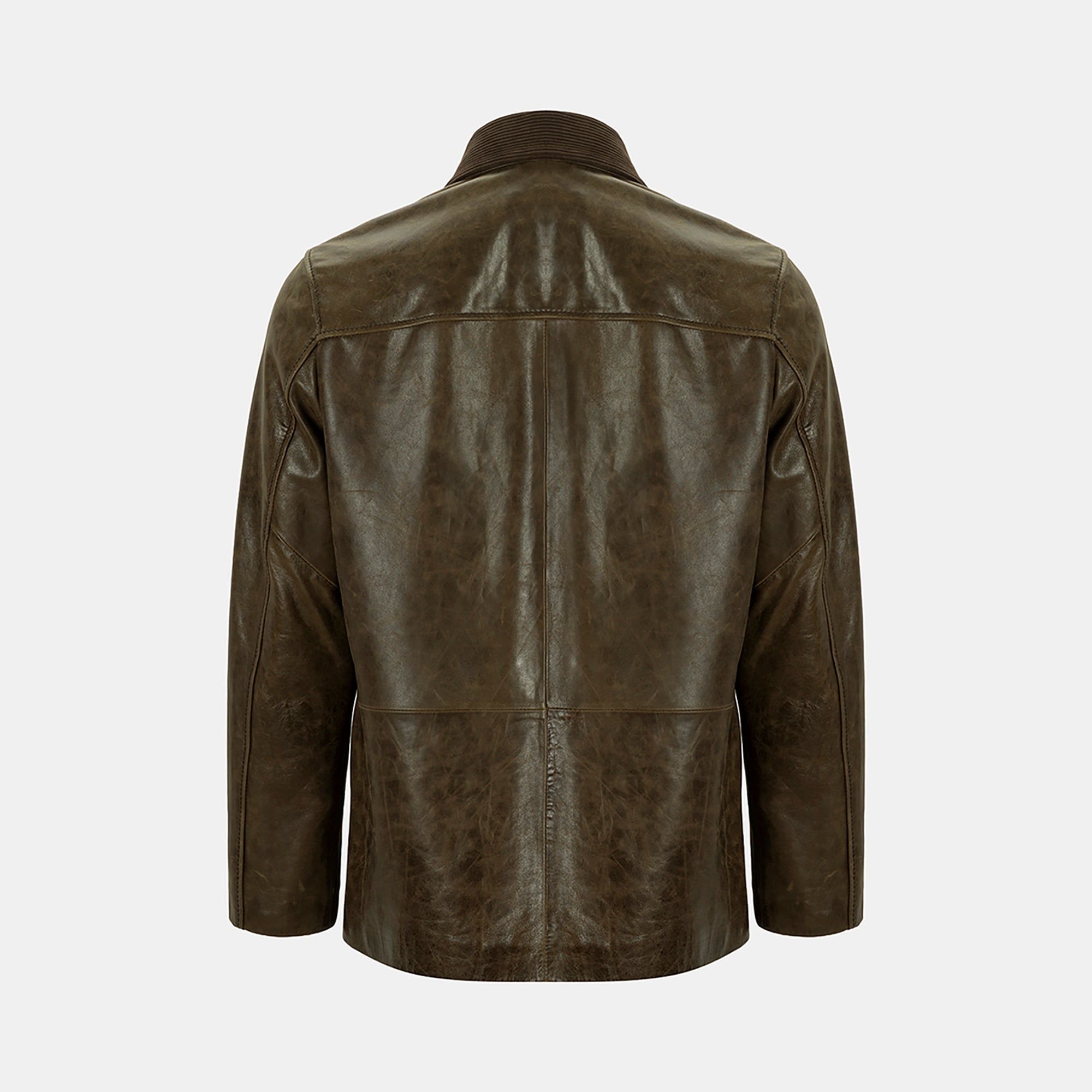 DESA Erkek Koyu Yeşil Gömlek Yakalı Deri Mont