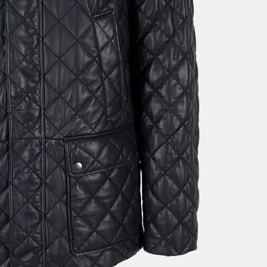  Erkek Lacivert Gömlek Yakalı Kapitoneli Deri Mont