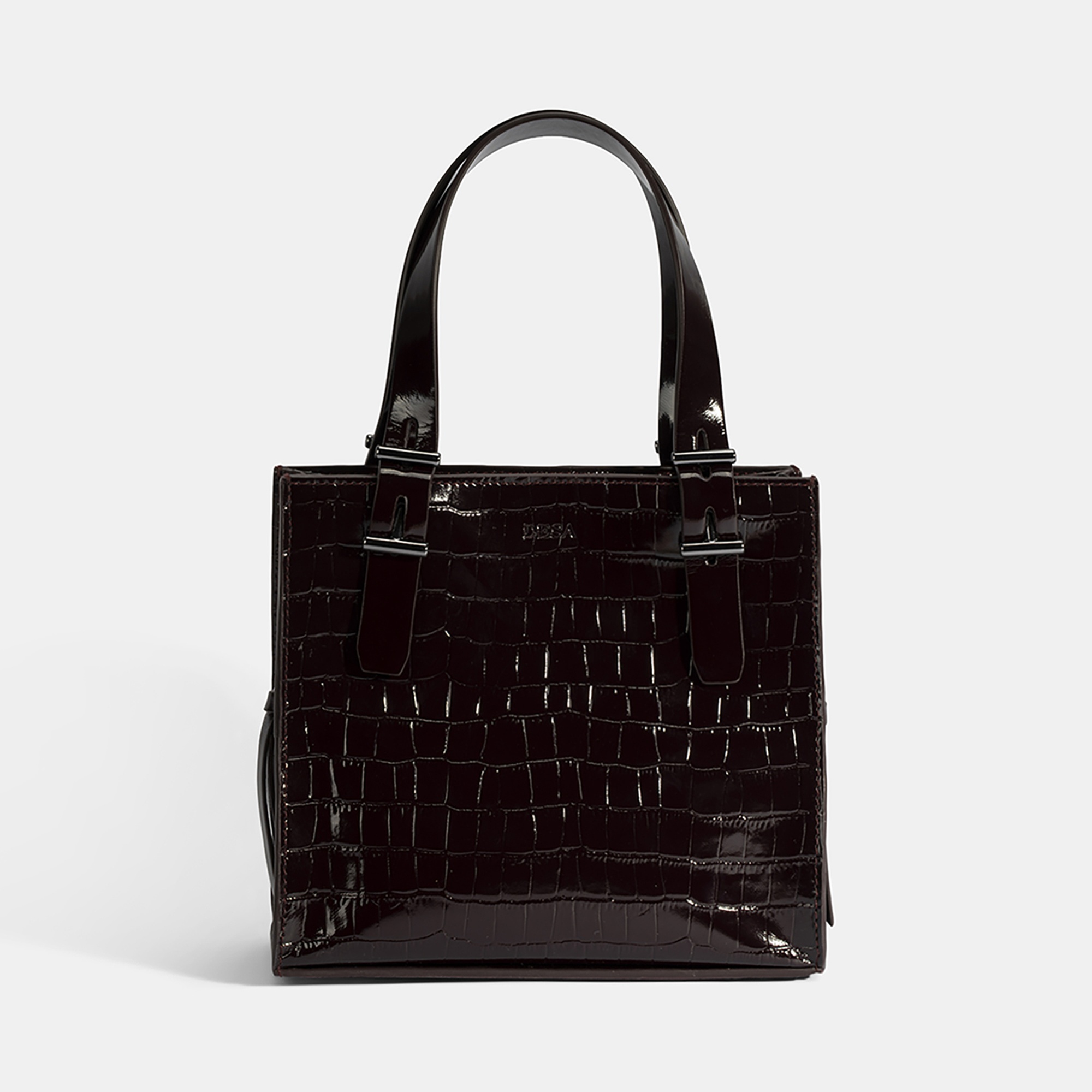 Kadın Bordo Kroko Baskılı Rugan Deri El Çantası