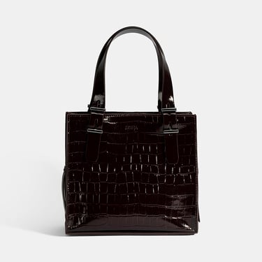  Kadın Bordo Kroko Baskılı Rugan Deri El Çantası